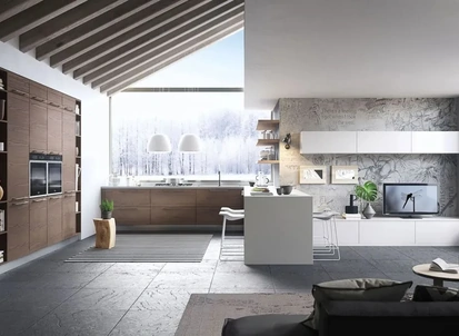 Cucina Moderna in legno con penisola Zoe 06 di Ar-Tre