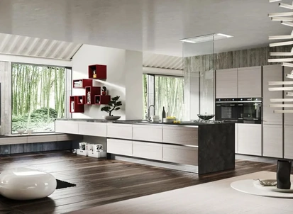 Cucina Moderna in legno con penisola Zoe 08 di Ar-Tre