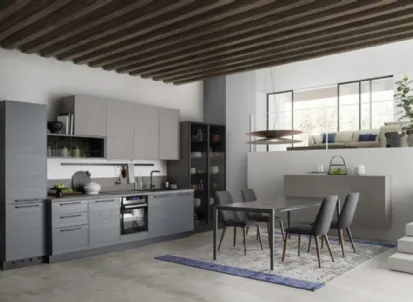 Cucina Moderna lineare in legno laccato Zoe Evolution 06 di Ar-Tre