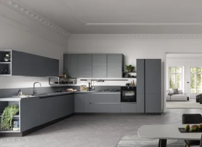 Cucina Moderna angolare in legno laccato opaco Zoe Evolution di Ar-Tre